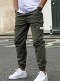 Men's Street Style Casual Cropped Jogger Pants with Multi-Pockets