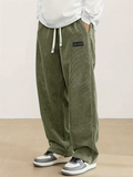 Men's Casual Elastic Waist Straight Leg Corduroy Pants
