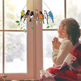 Adsorbable Pendant Chain Multicolored Birds Window Hanging Ornaments