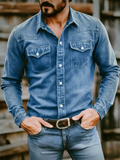 Mens Cool Western Style Long Sleeve Button Down Shirts