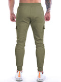 Men Striped Drawstring Tapered Cargo Joggers Sweatpants