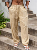 Mens Summer Casual Elastic Waist Cozy Cotton Linen Pants