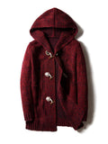 Men's Vintage Hooded Sweater Jacket with Horn Buttons