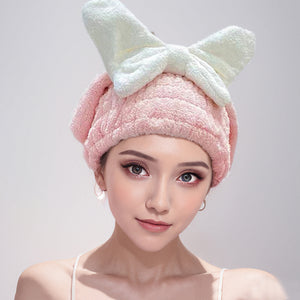 Cute Candy Color Bowknot Hair Towel Wrap