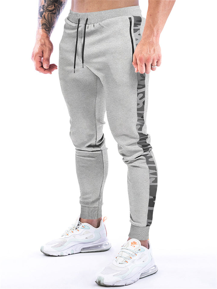 Men Camo Stripe Joggers Drawstring Tapered Gym Sweatpants