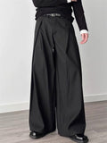 Men's Cool High Street Wrinkled Design Wide-Leg Casual Suit Pants