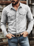 Mens Cool Western Style Long Sleeve Button Down Shirts