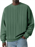 Men's Round Neck Cable-Knit Long Sleeve Casual Sweatshirts