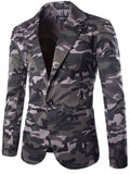 Men’s Cool Lapel Collar Button Up Camouflage Blazer