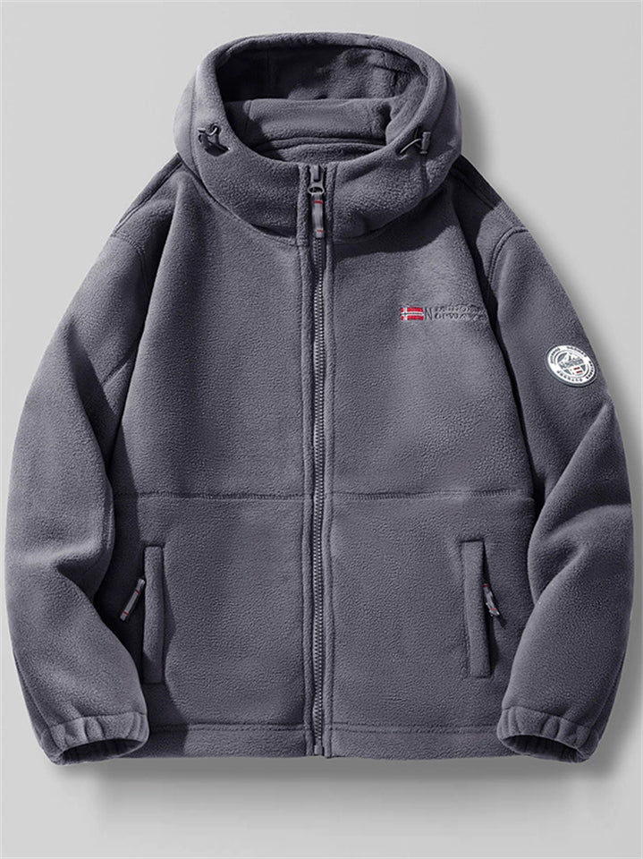 Men's Plus Size Long Sleeve Zip Up Fleeced Hoodie