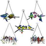 Adsorbable Pendant Chain Multicolored Birds Window Hanging Ornaments