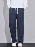 Men's Casual Comfy Elastic Waist Straight-Leg Drape Twill Knitted Pants