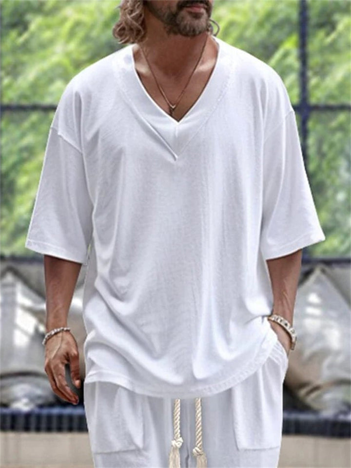 Men's Cozy Solid Color 2-Piece Relaxed Set