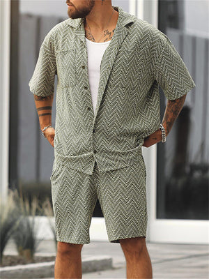 Men's Summer Vacation Short Sleeved Shirt Sets
