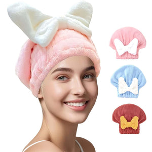 Cute Candy Color Bowknot Hair Towel Wrap