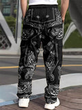 Men's Casual Paisley Print Cargo Jogger Pants with Pockets