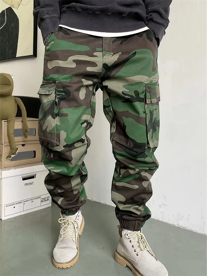 Men's Multi Pockets Regular Fit Camouflage Cargo Jogger Pants