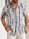 Men's Abstract Print Short Sleeve Button Up Summer Shirts