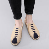 Comfy Cotton Cloth Flat Contrast Color Walking Shoes for Men