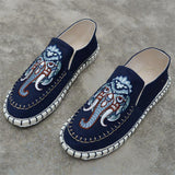 Ethnic Style Elephant Embroidered Cotton Linen Cloth Shoes for Men