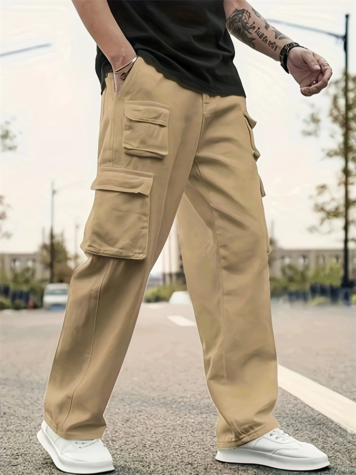 Men's Loose Streetwear Retro Cargo Pants with Multiple Pockets