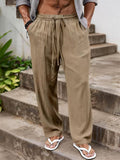 Mens Summer Casual Elastic Waist Cozy Cotton Linen Pants