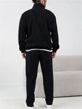 Men Corduroy Half Zip Sweatshirt and Jogger Pants Two Piece Set