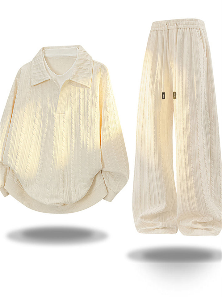 Comfort Textured Jacquard Loose Fit Daily Wear Set for Men