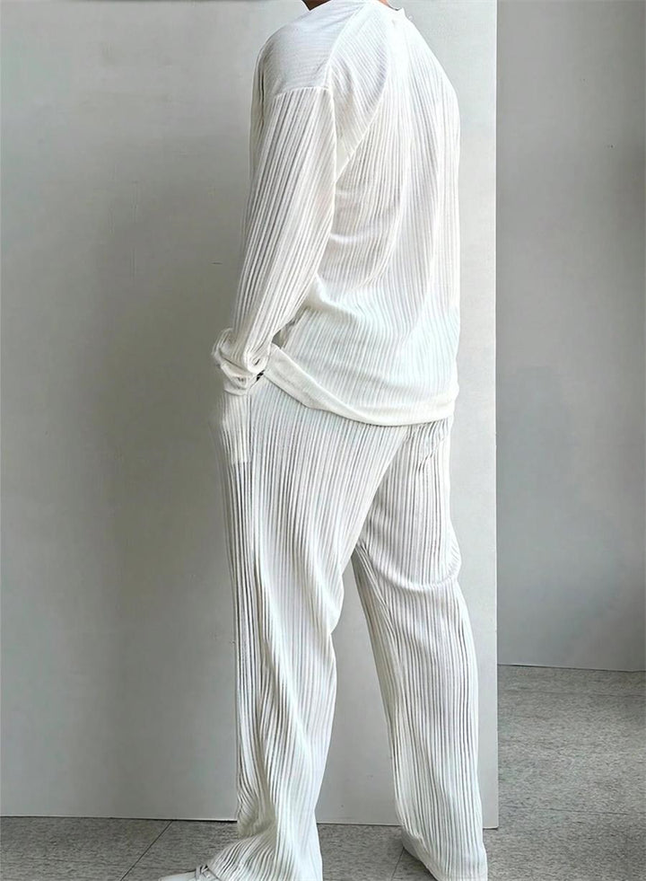 Stylish Comfy Long Sleeved V-Neck Set for Men