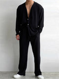 Stylish Comfy Long Sleeved V-Neck Set for Men
