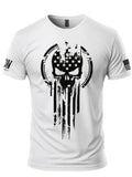 Men's Casual Punisher Skull Print American Flag Short Sleeve T-Shirts