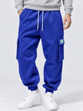 Men's Comfy Fleeced Elastic Waist Loose Fit Cargo Joggers Sweatpants