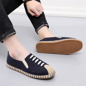 Comfy Cotton Cloth Flat Contrast Color Walking Shoes for Men
