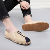 Comfy Cotton Cloth Flat Contrast Color Walking Shoes for Men