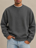 Men Oversized Crewneck Sweatshirt Vintage Wash Pullover Casual Top