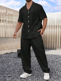 Comfy Loose Short Sleeved Lapel Collar Casual Set for Men
