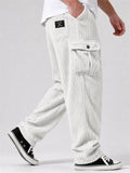 Men High Street Corduroy Drawstring Baggy Loose Cargo Pants