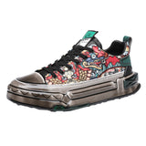 Men's Chinese Inspired Dragon Print Lace Up Sneakers