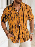 Men's Abstract Print Short Sleeve Button Up Summer Shirts