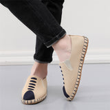 Comfy Cotton Cloth Flat Contrast Color Walking Shoes for Men