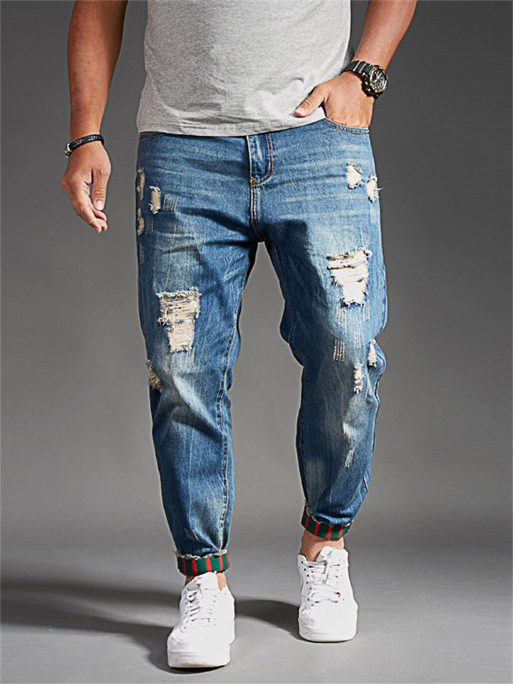Men's Street Style Washed Effect Ripped Jeans
