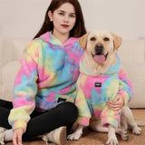 Matching Pet and Owner Rainbow Tie-Dye Faux Fur Hoodie