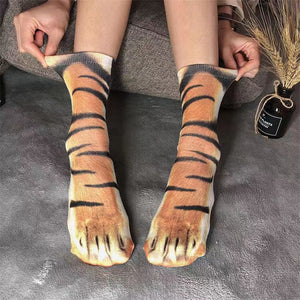 Cute Animal Paw 3D Print Crew Socks for Kids & Adults