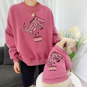 Dinosaur Embroidered Sweatshirt for Pug Bichon Frise British Shorthair & Owner