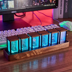 4 & 6 Grids Time Display RGB LED Electronic Tube Clock Timer