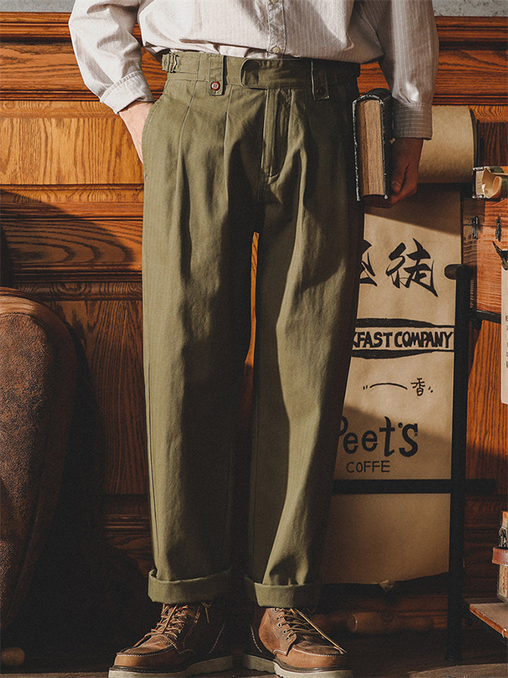 Men's Retro Style Straight Leg American Causal Cargo Pants