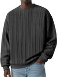 Men's Round Neck Cable-Knit Long Sleeve Casual Sweatshirts