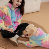 Matching Pet and Owner Rainbow Tie-Dye Faux Fur Hoodie