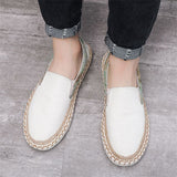 Men's Side Floral Print Patchwork Fisherman Canvas Shoes