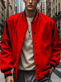 Men's Stand Collar Single-Breasted Baseball Jacket